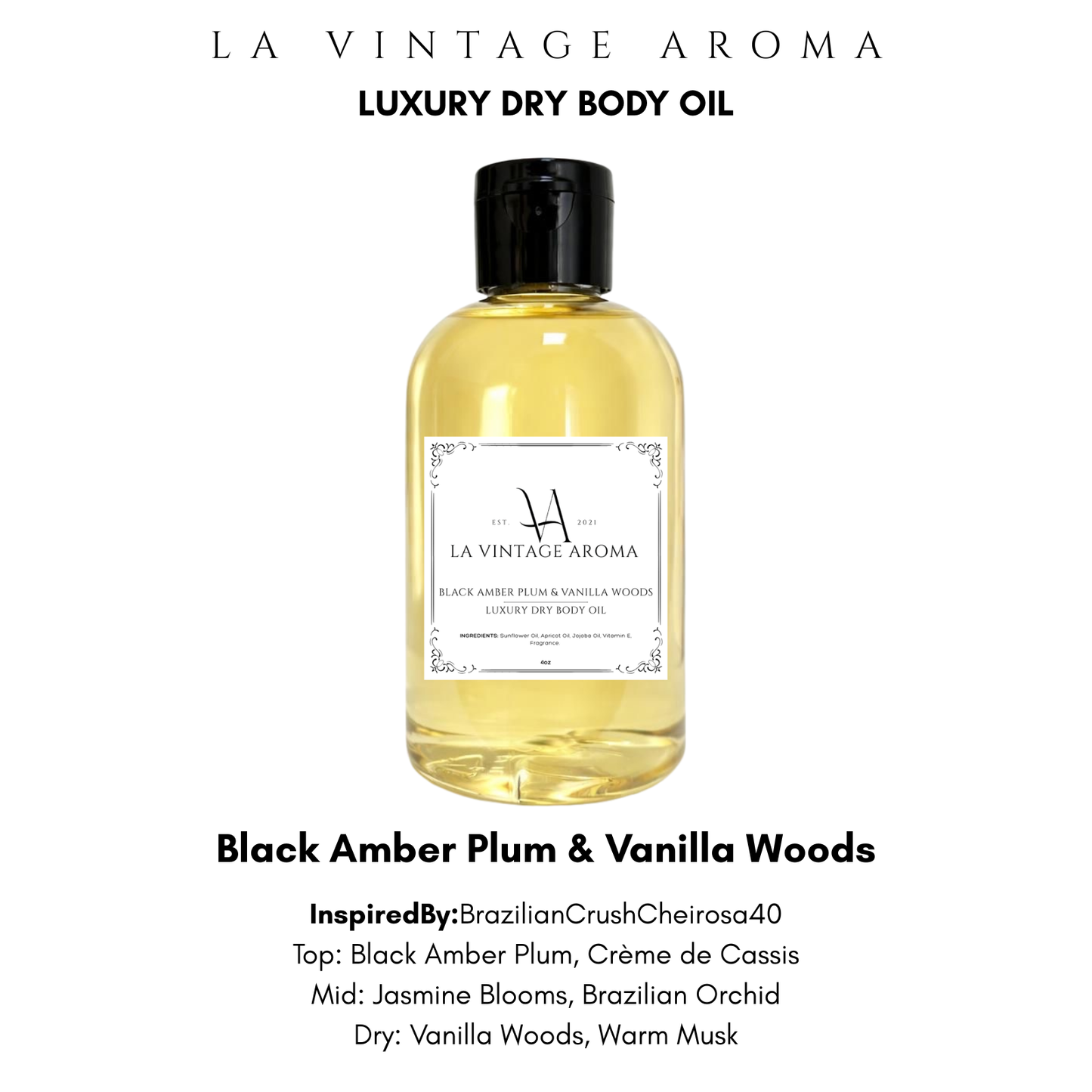 *CLEARANCE* Black Amber Plum & Vanilla Woods Dry Body Oil
