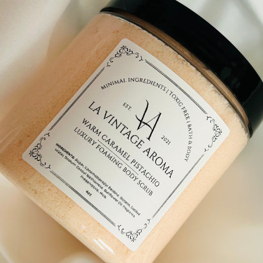 Warm Caramel Pistachio Luxury Foaming Body Scrub