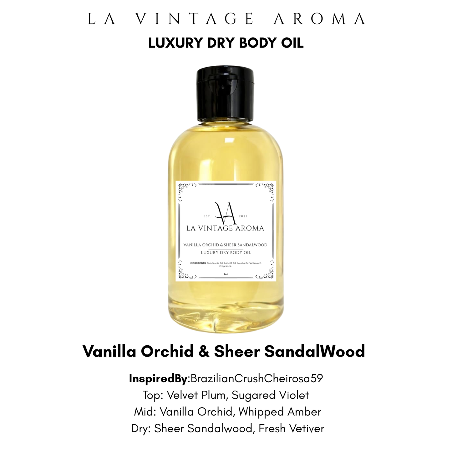 *CLEARANCE* Vanilla Orchid & Sheer SandalWood Dry Body Oil